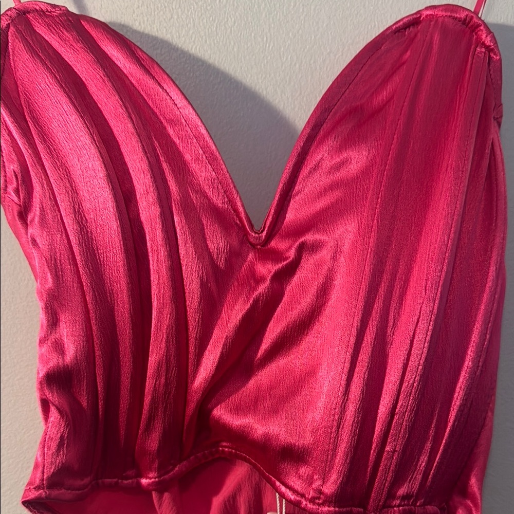 Zara Fuchsia Satin Crop Top